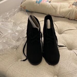 Soda Black Lace-Up Suede Ankle Boots